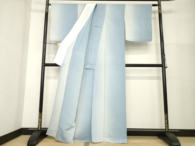 平和屋着物▽上質な小紋　単衣　作家物　洛中洛外　間道　暈し染め　鬼しぼ縮緬　正絹　逸品　AABG8576ck