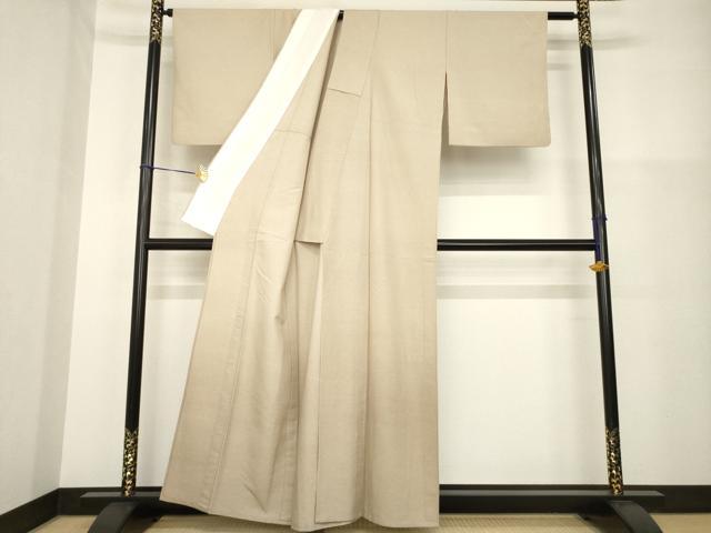 平和屋着物▽訪問着 単衣 紬地 白茶色 正絹 逸品 AABG8577ck