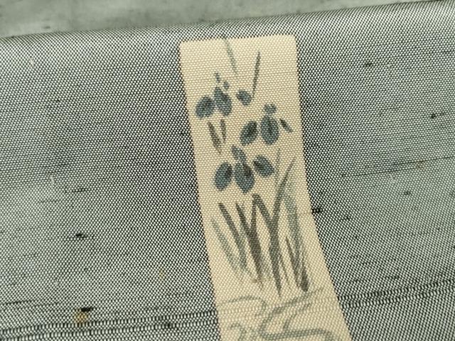 平和屋着物▽上質な小紋 単衣 紬地 短冊花文 正絹 逸品 AABG8578ck