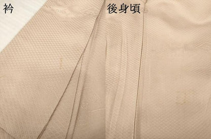 平和屋着物▽上質な色無地 単衣 花菱地紋 赤白橡色 正絹 逸品 AABG8582ck