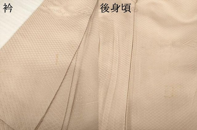 平和屋着物▽上質な色無地 単衣 花菱地紋 赤白橡色 正絹 逸品 AABG8582ck