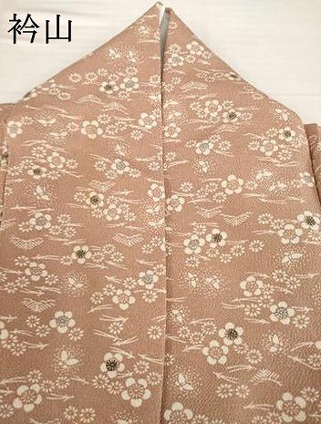 平和屋着物▽上質な小紋 単衣 型染め 梅 松 鬼しぼ縮緬 正絹 逸品 AABG8583ck