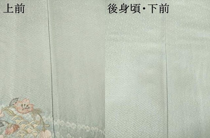 平和屋着物▽訪問着 単衣 絞り 刺繍 流水花丸文 正絹 逸品 AABG8585ck