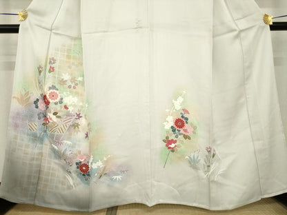 平和屋着物▽訪問着　単衣　友禅　花籬文　暈し染め　金彩　正絹　逸品　AABI8811ck