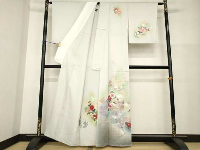 平和屋着物▽訪問着　単衣　友禅　花籬文　暈し染め　金彩　正絹　逸品　AABI8811ck