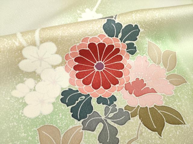 平和屋着物▽訪問着　単衣　友禅　花籬文　暈し染め　金彩　正絹　逸品　AABI8811ck