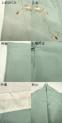 平和屋着物▽訪問着 単衣 刺繍 枝花文 暈し染め 鬼しぼ縮緬 正絹 逸品 AABG8591ck