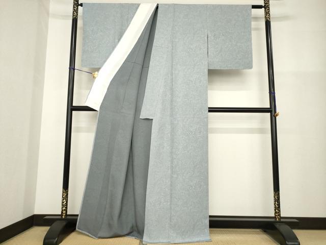 平和屋着物▽上質な小紋 単衣 墨流し文様 正絹 逸品 AABG8595ck