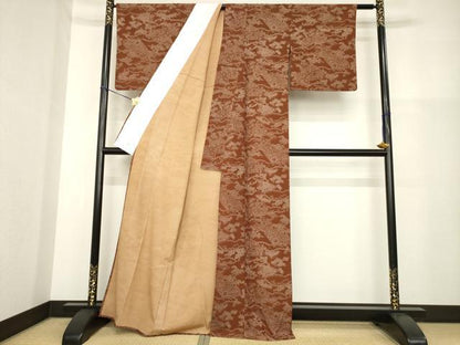 平和屋着物▽洗える最高級着物 ＜英＞はなぶさ謹製 小紋 単衣 扇面風景花文 AABG8599ck