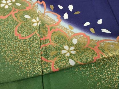 平和屋着物▽訪問着 単衣 舞桜文 暈し染め 金彩 洗える着物 AABG8601ck