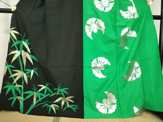 平和屋着物▽訪問着 単衣 片身替わり 笹竹文 ふくら雀 洗える着物 AABG8607ck