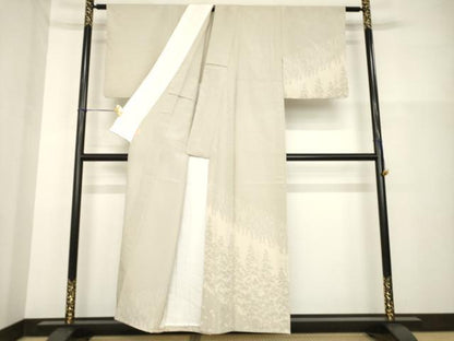 平和屋着物▽本塩沢 訪問着 単衣 樹林文 正絹 逸品 AABG8611ck