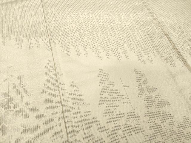 平和屋着物▽本塩沢 訪問着 単衣 樹林文 正絹 逸品 AABG8611ck