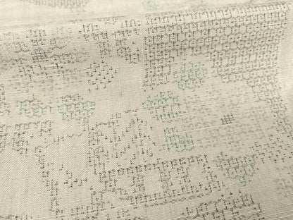 平和屋着物▽結城紬　単衣　100亀甲　色紙花文　正絹　逸品　AABG8614ck