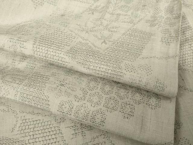 平和屋着物▽結城紬　単衣　100亀甲　色紙花文　正絹　逸品　AABG8614ck