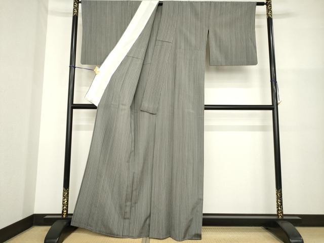 平和屋着物▽本塩沢 単衣 やまだ織 正絹 逸品 AABG8616ck