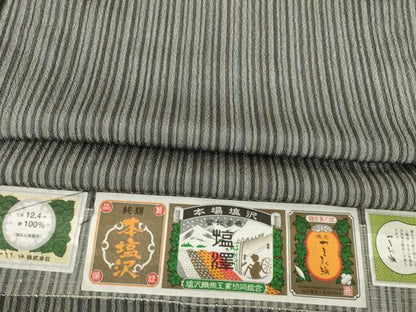 平和屋着物▽本塩沢 単衣 やまだ織 正絹 逸品 AABG8616ck