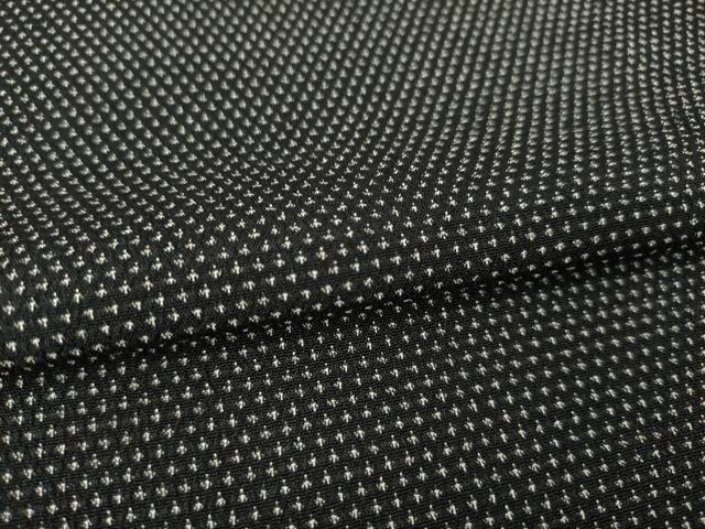 平和屋着物▽本塩沢　単衣　蚊絣　黒地　証紙付き　正絹　逸品　AABG8618ck
