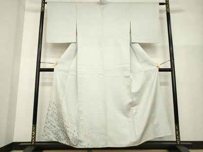 平和屋着物▽お召 訪問着 単衣 舞桜 正絹 逸品 AABG8621ck