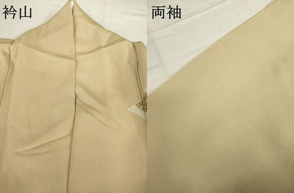 平和屋着物▽訪問着 単衣 駒刺繍 菱取松文 金彩 正絹 逸品 AABG8624ck
