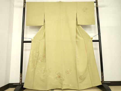平和屋着物▽訪問着 単衣 総刺繍 中国三大刺繍 スワトウ刺繍 汕頭刺繍 流水花丸文 正絹 逸品 AABG8625ck