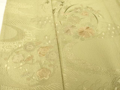 平和屋着物▽訪問着 単衣 総刺繍 中国三大刺繍 スワトウ刺繍 汕頭刺繍 流水花丸文 正絹 逸品 AABG8625ck