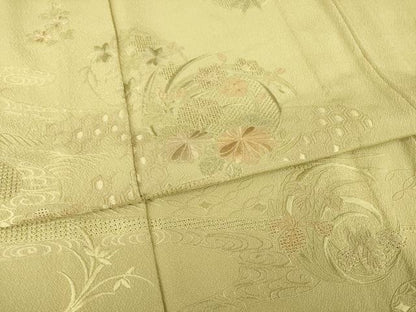 平和屋着物▽訪問着 単衣 総刺繍 中国三大刺繍 スワトウ刺繍 汕頭刺繍 流水花丸文 正絹 逸品 AABG8625ck