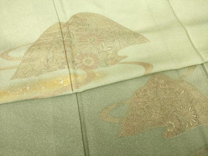 平和屋着物▽訪問着 単衣 中国三大刺繍 汕頭刺繍 スワトウ刺繍 流水遠山花文 暈し染め 金彩 正絹 逸品 AABG8629ck