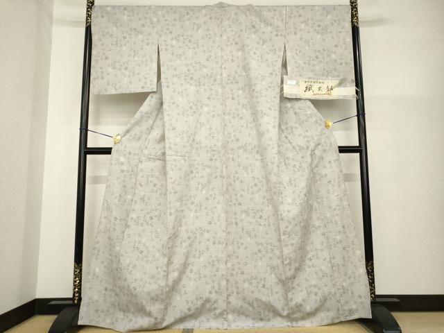 平和屋着物▽本場越後伝承紬 単衣 織式部 反端付き 正絹 逸品 AABG8630ck