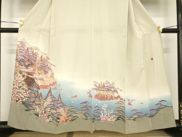 平和屋着物▽本加賀友禅作家 小林賢一郎 色留袖 単衣 風景文 正絹 逸品 AABG8634ck