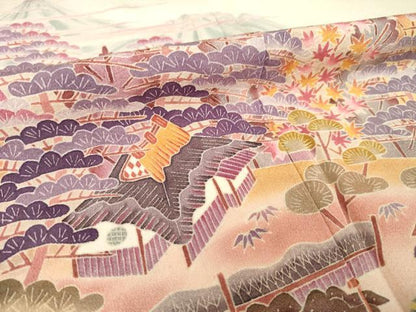 平和屋着物▽本加賀友禅作家 小林賢一郎 色留袖 単衣 風景文 正絹 逸品 AABG8634ck