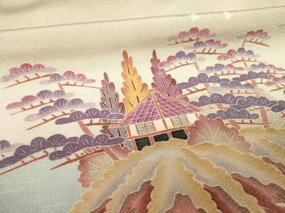 平和屋着物▽本加賀友禅作家 小林賢一郎 色留袖 単衣 風景文 正絹 逸品 AABG8634ck