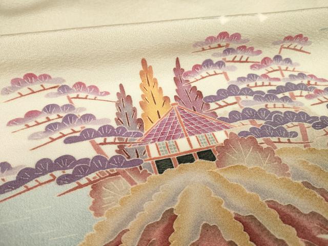 平和屋着物▽本加賀友禅作家 小林賢一郎 色留袖 単衣 風景文 正絹 逸品 AABG8634ck