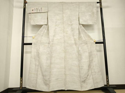 平和屋着物▽京友禅作家　黒島敏　小紋　単衣　霞文　暈し染め　丹後ちりめん　反端付き　正絹　逸品　AABG8636ck