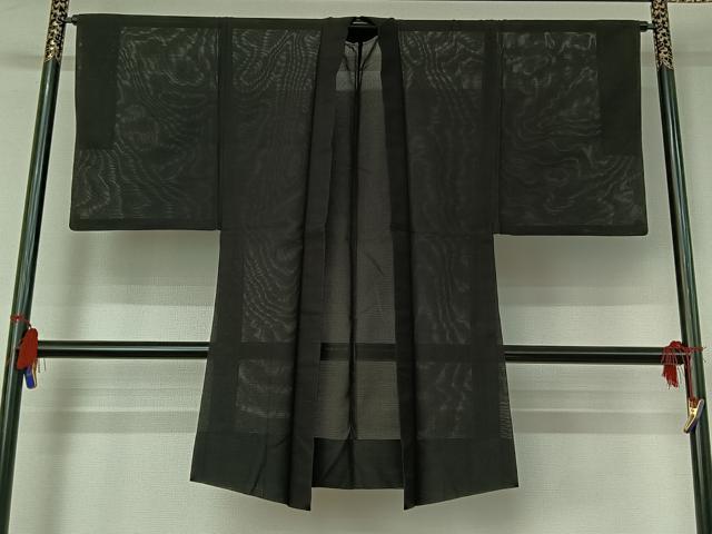 平和屋着物▽男性 羽織 スリーシーズン 春夏秋 塵除け 暗黒色 正絹 逸品 AABG8641jh