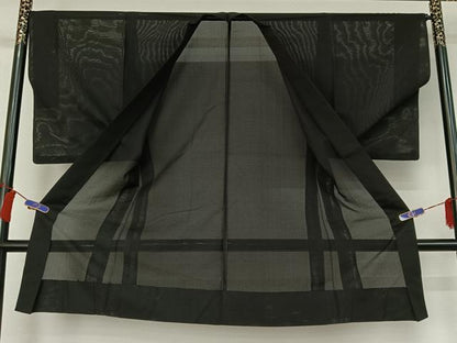 平和屋着物▽男性 羽織 スリーシーズン 春夏秋 塵除け 暗黒色 正絹 逸品 AABG8641jh