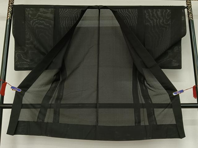 平和屋着物▽男性 羽織 スリーシーズン 春夏秋 塵除け 暗黒色 正絹 逸品 AABG8641jh