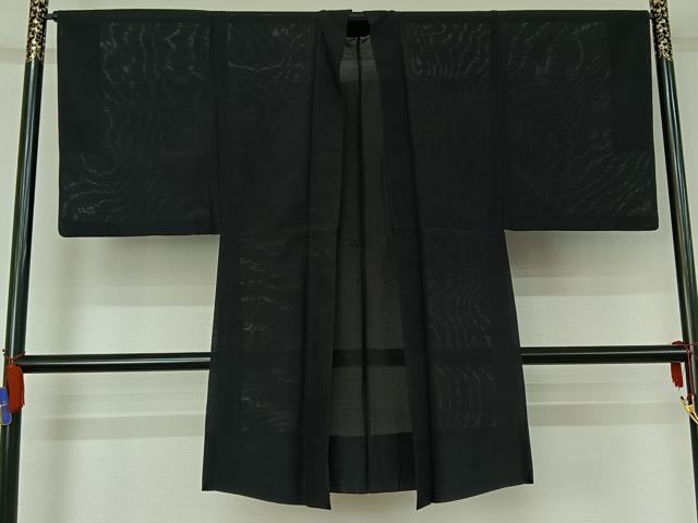 平和屋着物▽男性 羽織 スリーシーズン 春夏秋 塵除け 暗黒色 正絹 逸品 AABG8644jh