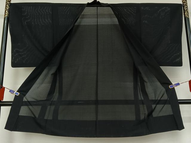 平和屋着物▽男性 羽織 スリーシーズン 春夏秋 塵除け 暗黒色 正絹 逸品 AABG8644jh