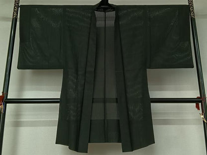 平和屋着物▽男性 羽織 スリーシーズン 春夏秋 塵除け 暗黒色 正絹 逸品 AABG8645jh
