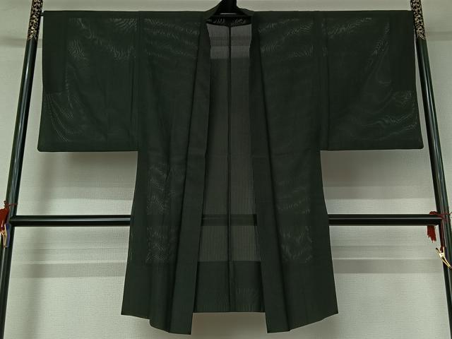 平和屋着物▽男性 羽織 スリーシーズン 春夏秋 塵除け 暗黒色 正絹 逸品 AABG8645jh