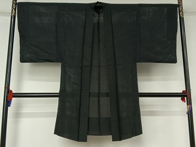 平和屋着物▽男性 羽織 スリーシーズン 春夏秋 塵除け 暗黒色 正絹 逸品 AABG8646jh