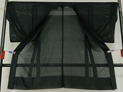 平和屋着物▽男性 羽織 スリーシーズン 春夏秋 塵除け 暗黒色 正絹 逸品 AABG8646jh