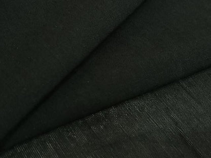 平和屋着物▽男性 羽織 黒紋付 スリーシーズン 春夏秋 暗黒色 正絹 逸品 AABG8649jh