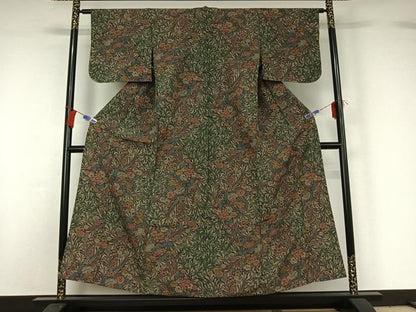 平和屋着物▽上質な小紋 単衣 紬地 辻が花 正絹 逸品 AABG8653jh