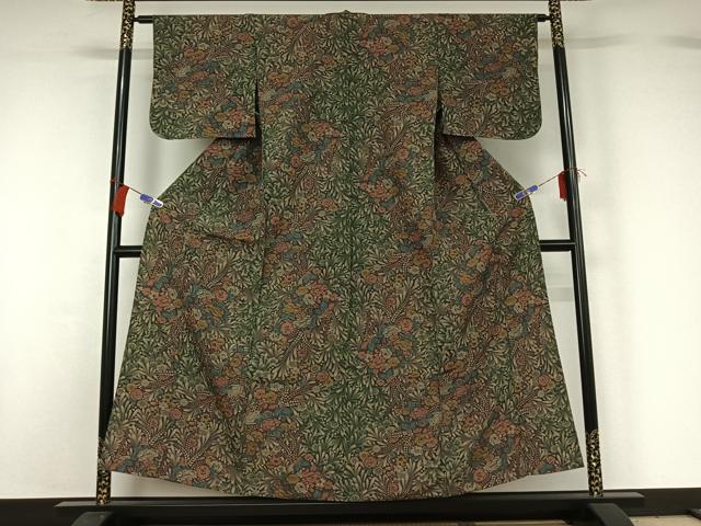 平和屋着物▽上質な小紋 単衣 紬地 辻が花 正絹 逸品 AABG8653jh