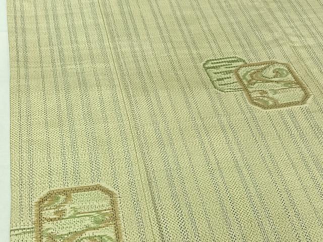 平和屋着物▽上質な紬 単衣 流水文 正絹 逸品 AABG8654jh
