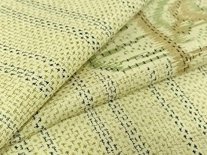 平和屋着物▽上質な紬 単衣 流水文 正絹 逸品 AABG8654jh