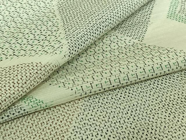 平和屋着物▽上質な紬 単衣 幾何学文様 ロング丈 正絹 逸品 AABG8655jh