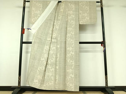 平和屋着物▽本場結城紬 重要無形文化財 単衣 80亀甲 花間道 正絹 逸品 AABG8658jh